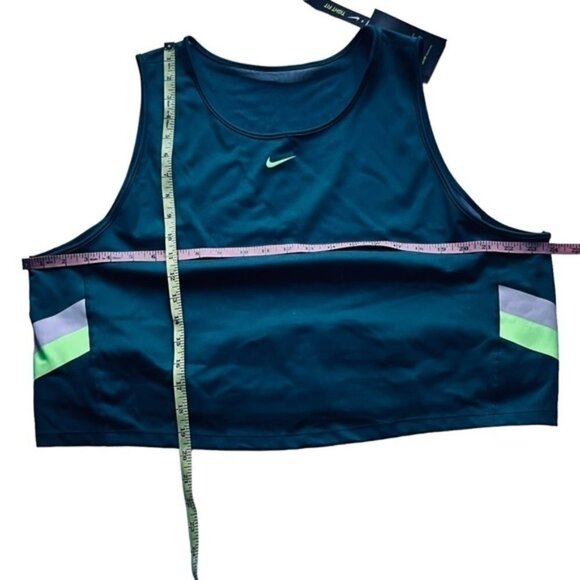 Nike teal color-stripe cropped training tank mesh DH3185-393  Size 3X - Picture 12 of 15